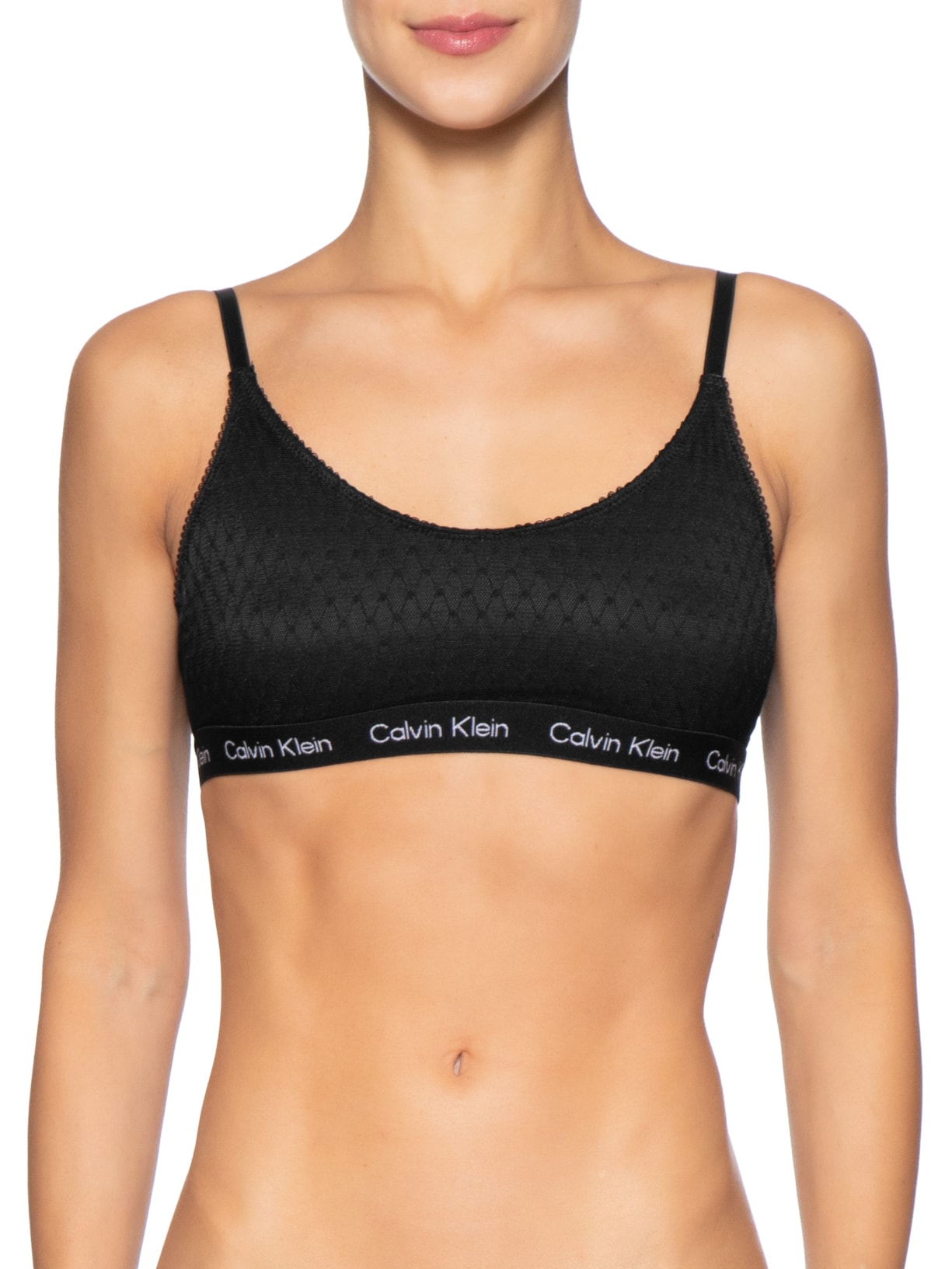 Top Feminino Tule Geométrico Preto Calvin Klein Underwear