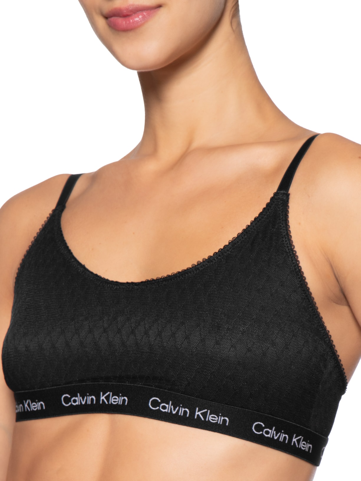 Top Feminino Tule Geométrico Preto Calvin Klein Underwear