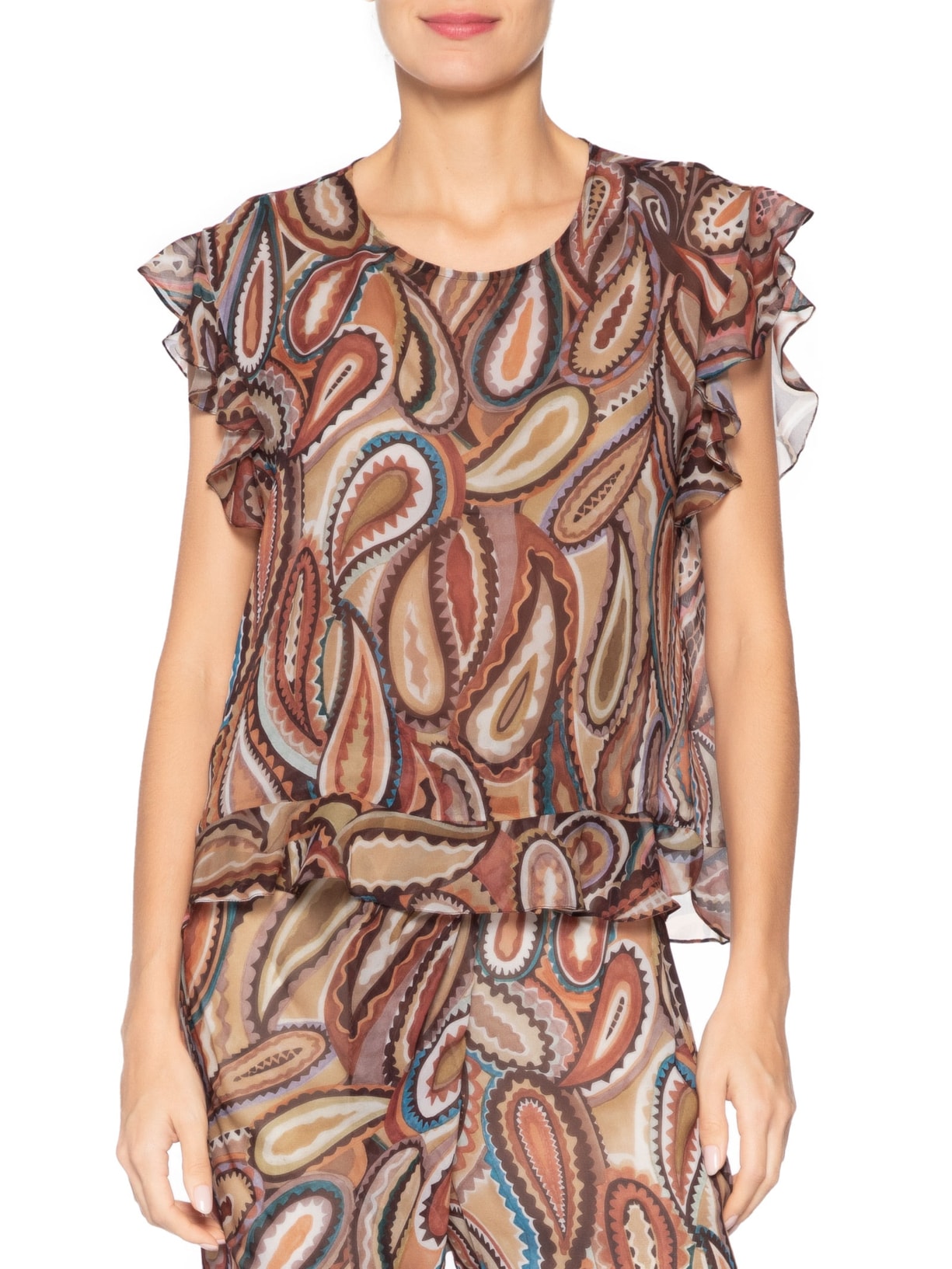 Top Feminino Wizzi Est Paisley Anna Color Marrom Animale