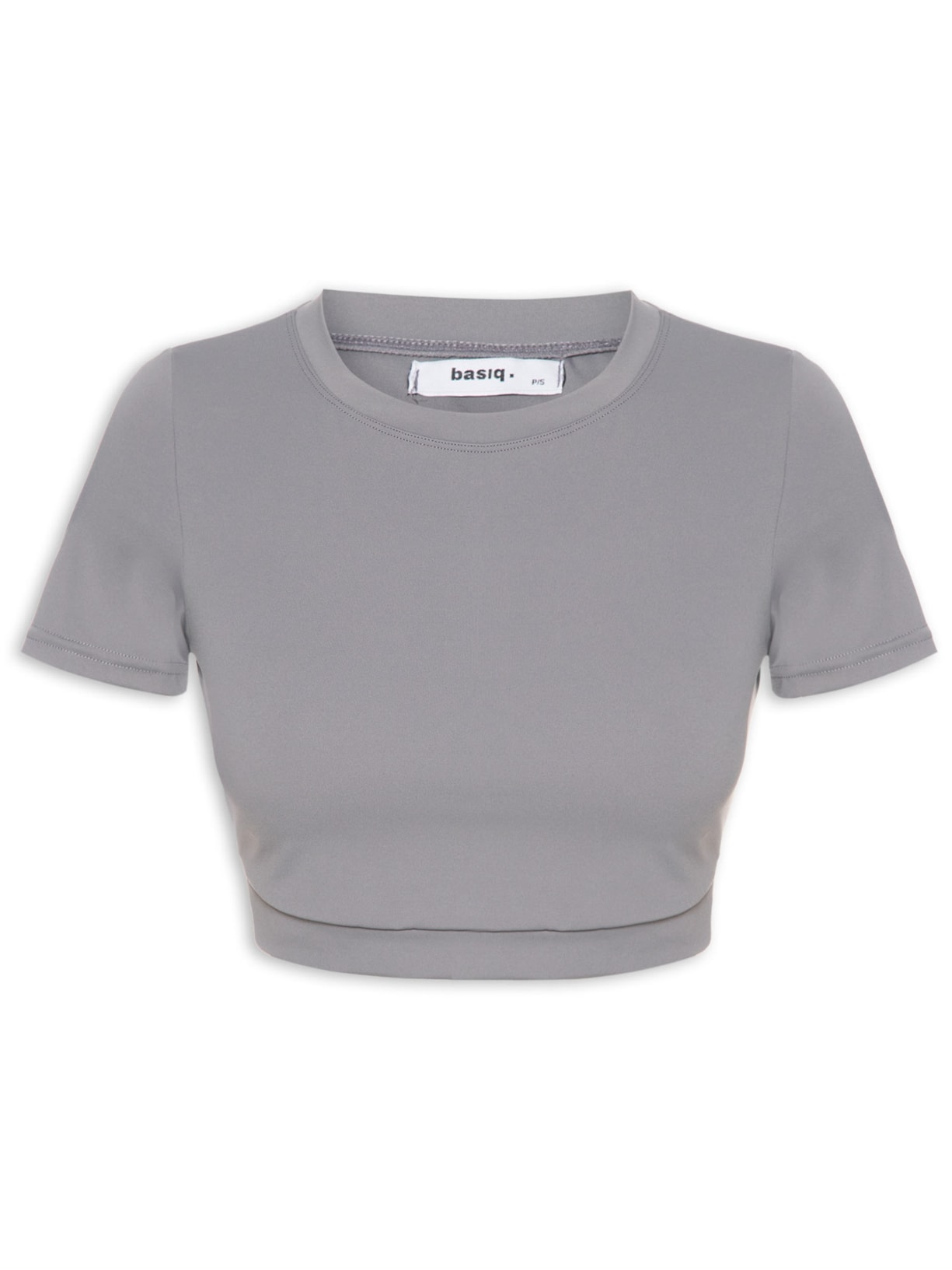 Top Fitness Manga Curta Cinza Basiq