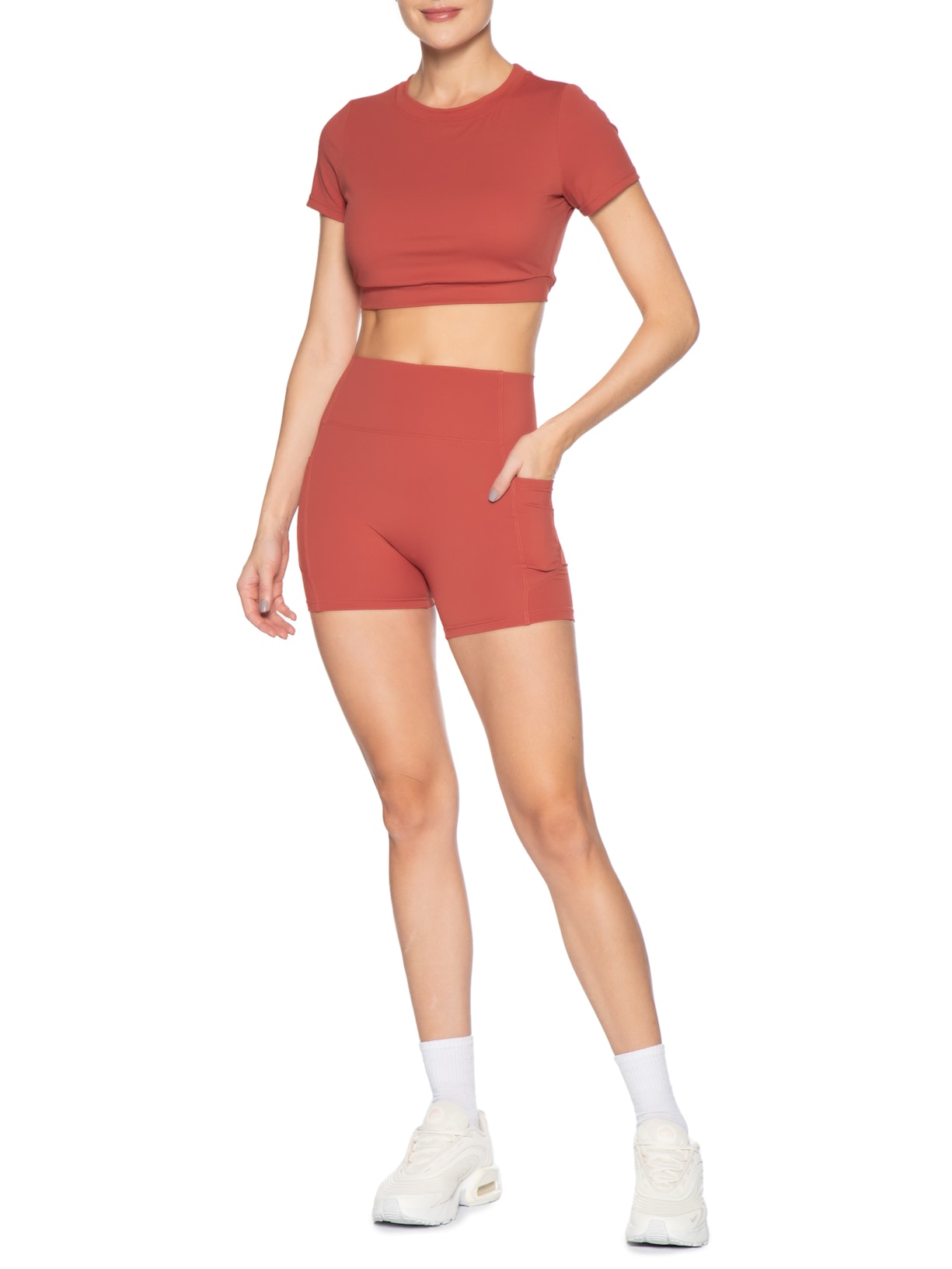Top Fitness Manga Curta Laranja Basiq