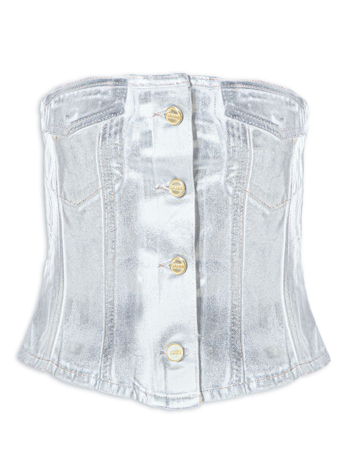 Top Foil Denim Corsage - Prata