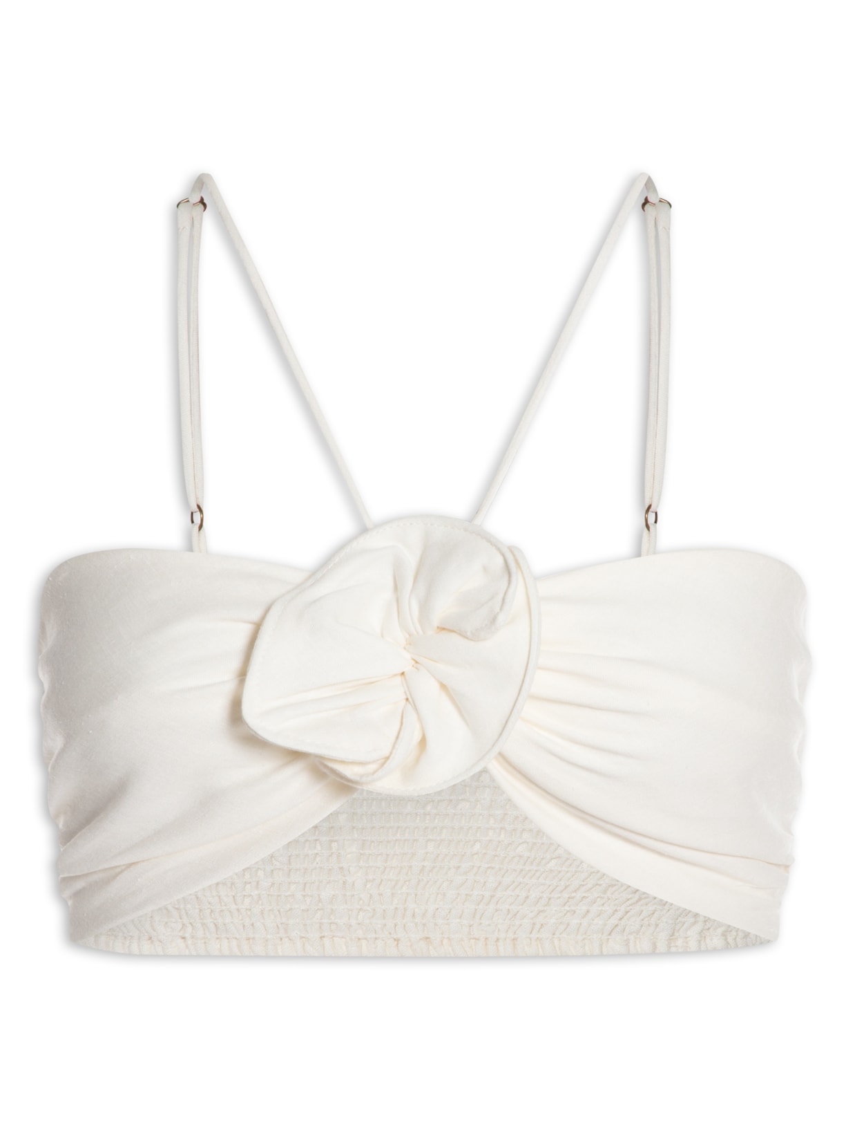 Top Franzido Flor - Branco
