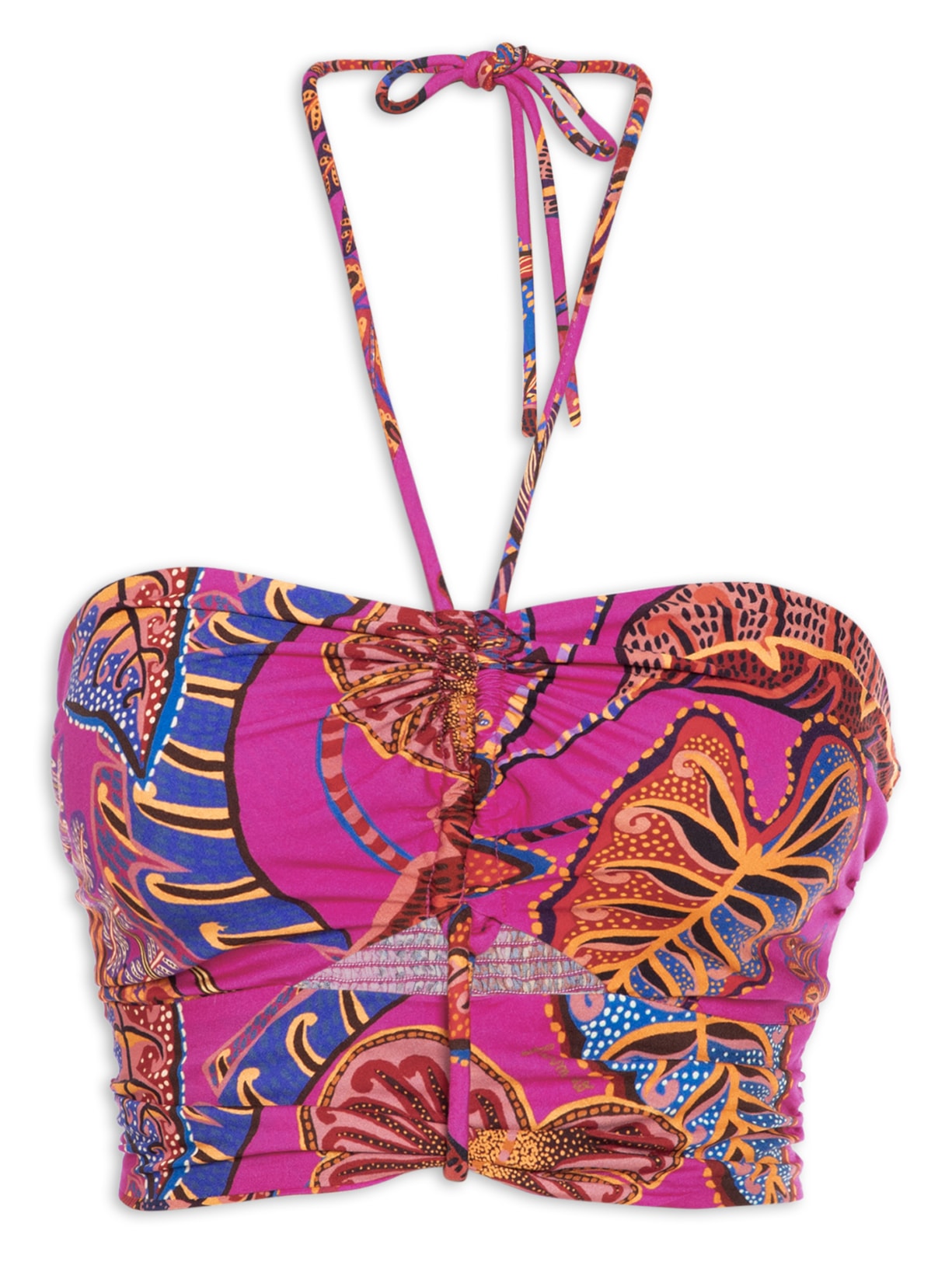 Top Franzido Folhagem Cool - Rosa