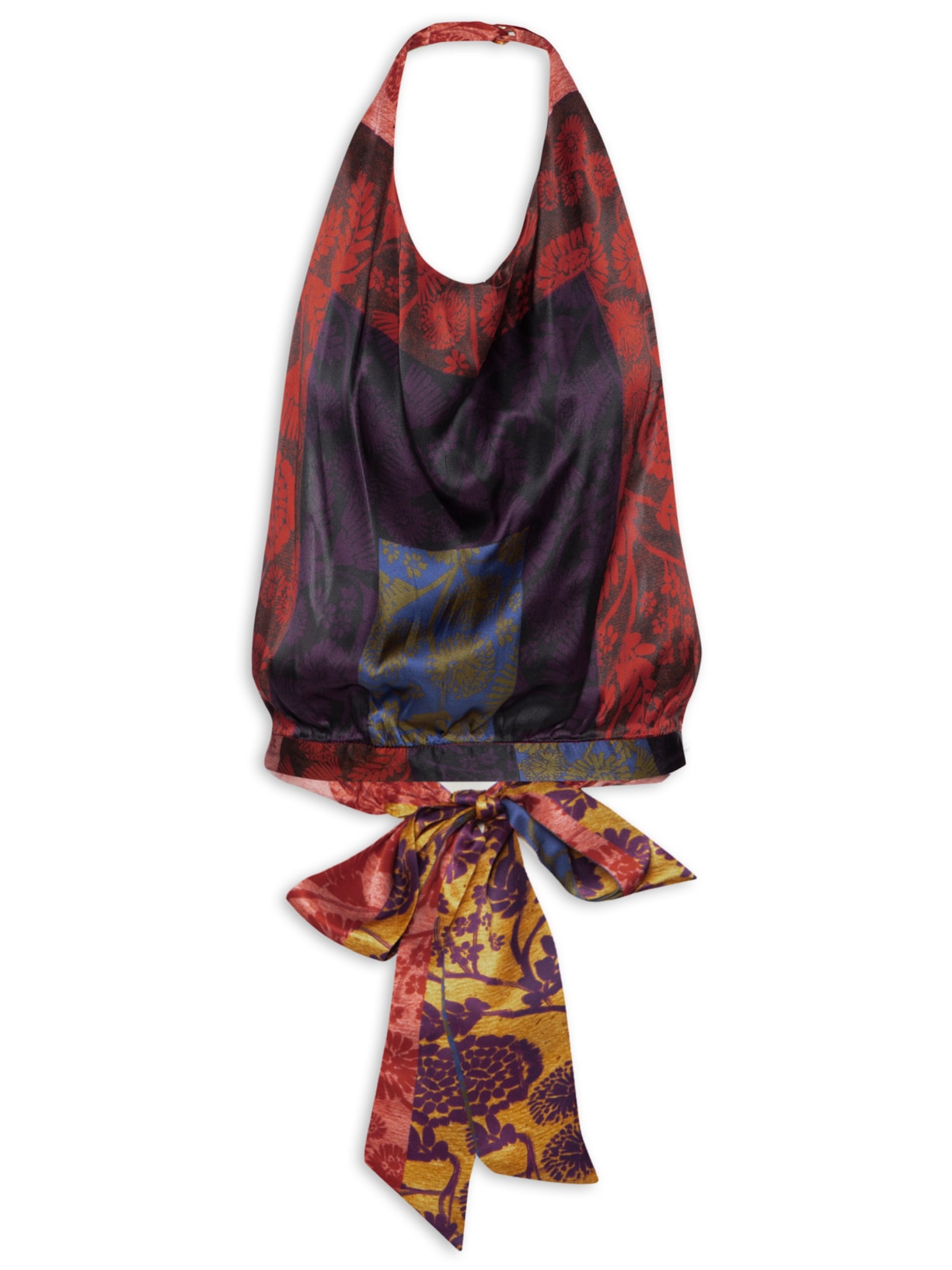 Top Frente Única Lenço Floral - Vermelho