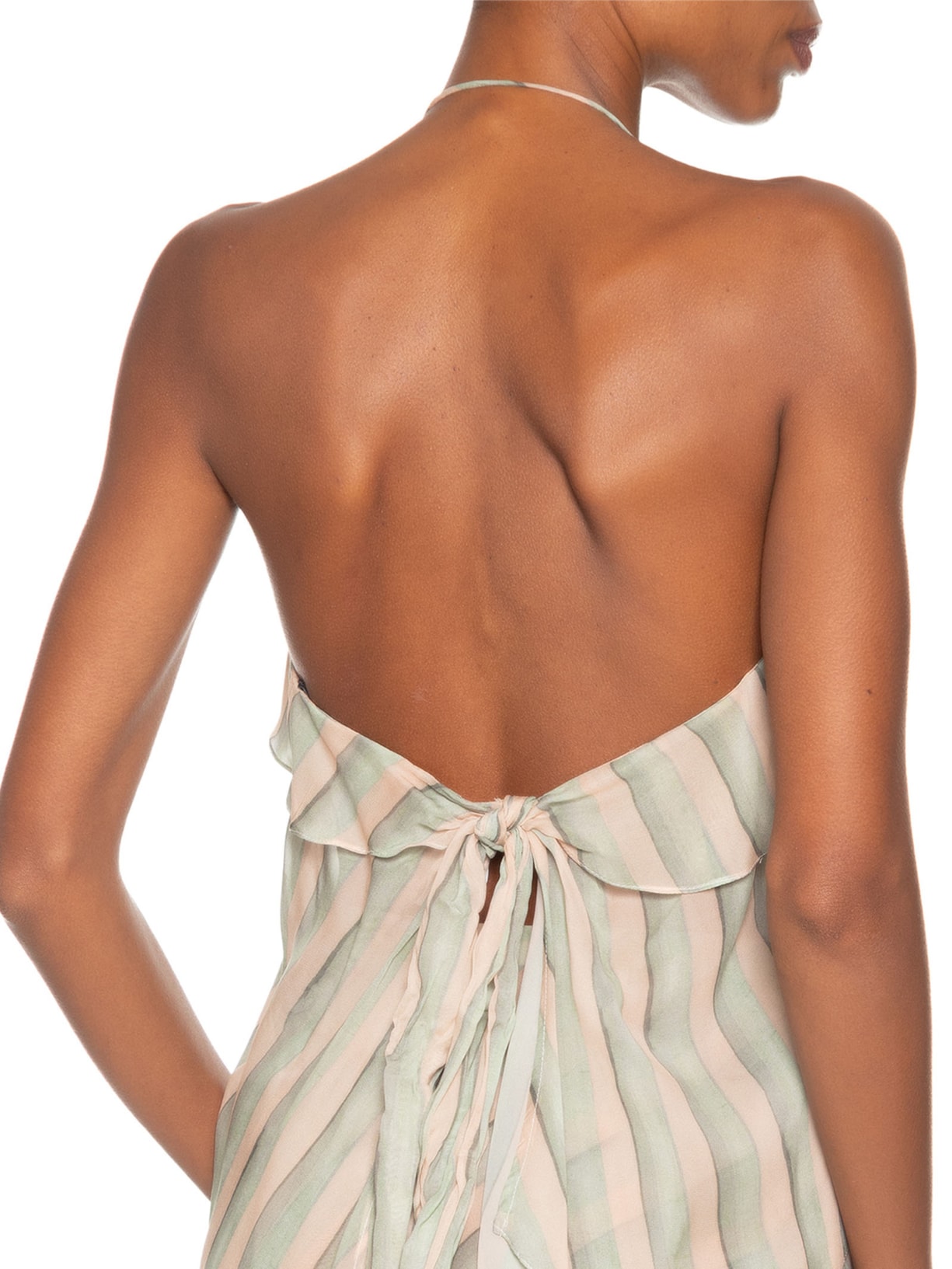 Top Frente Única Listras Brilho Verde Animale