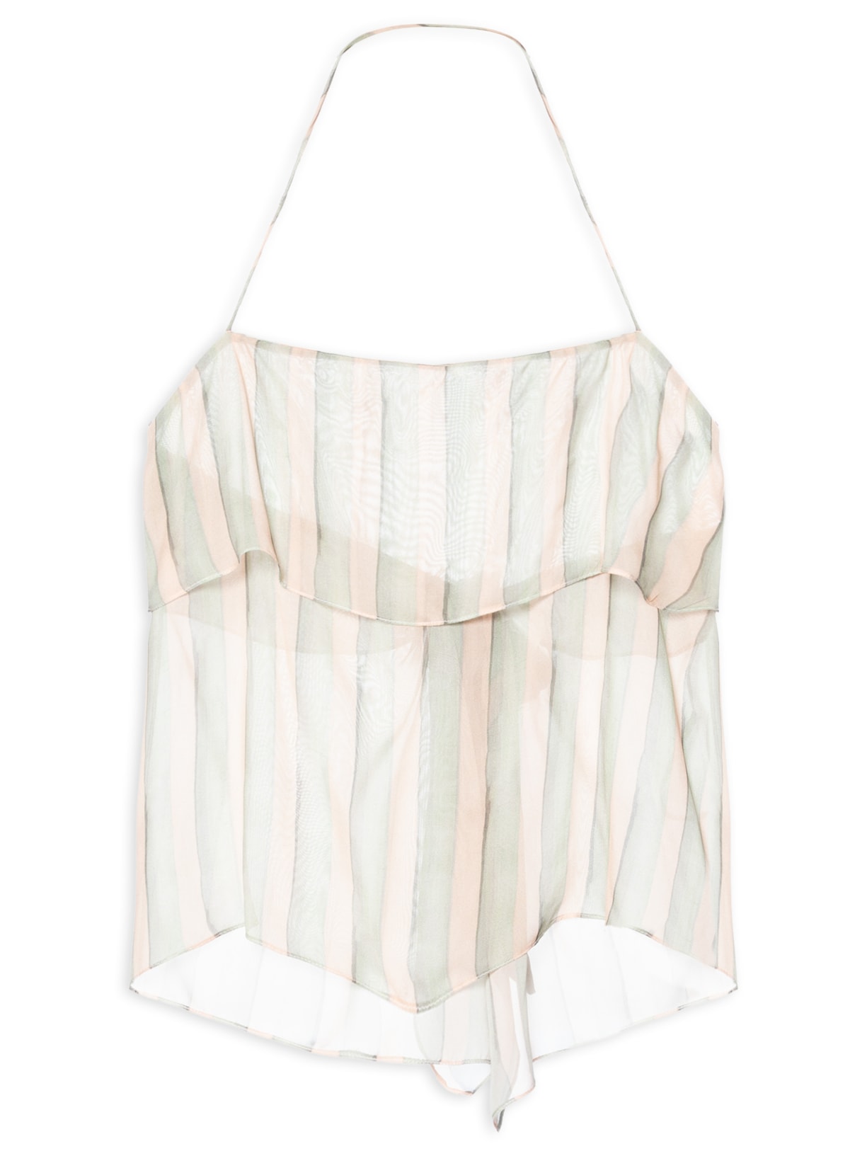 Top Frente Única Listras Brilho Verde Animale