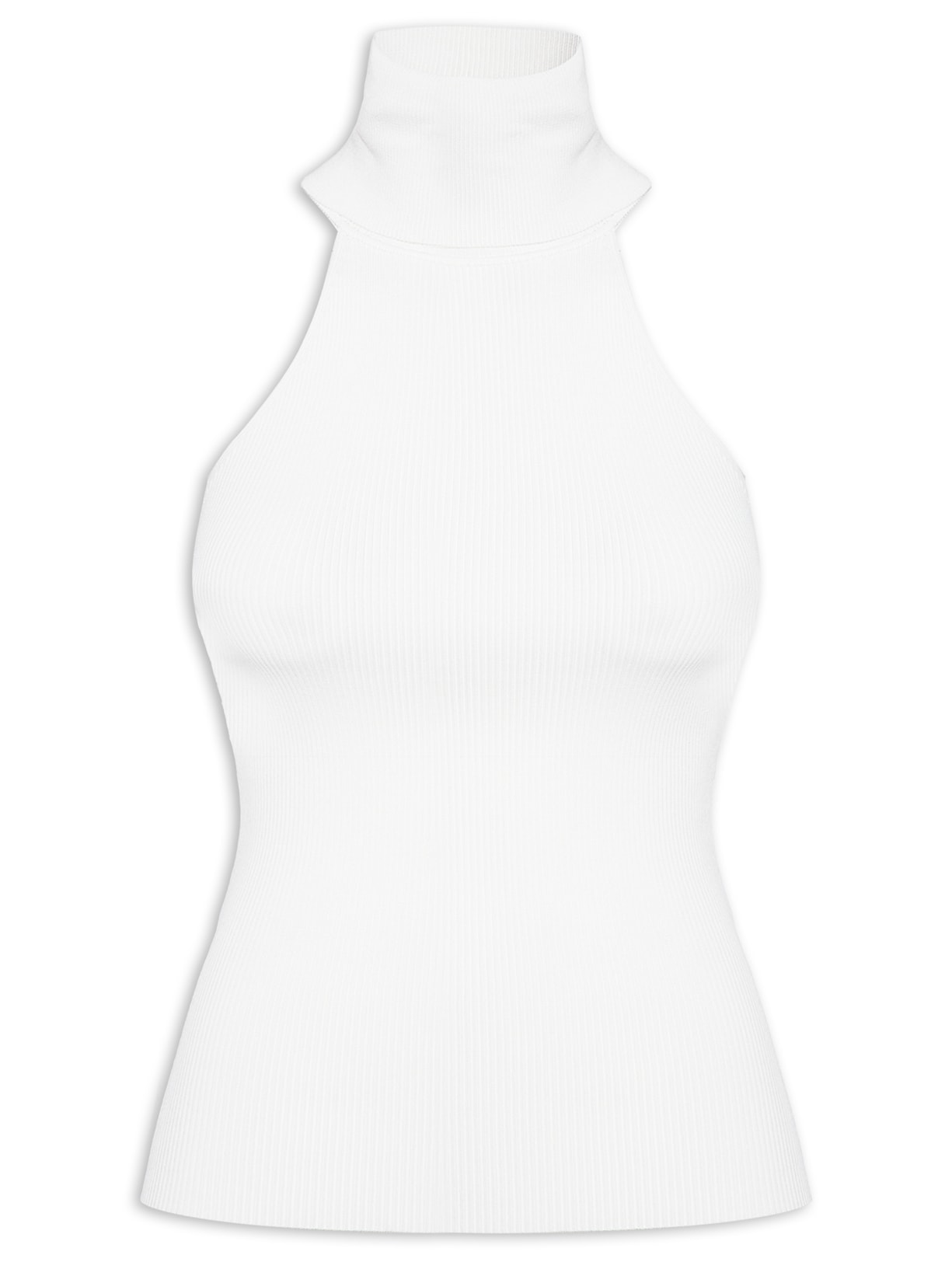 Top Gola Alta Cava Tricot - Branco