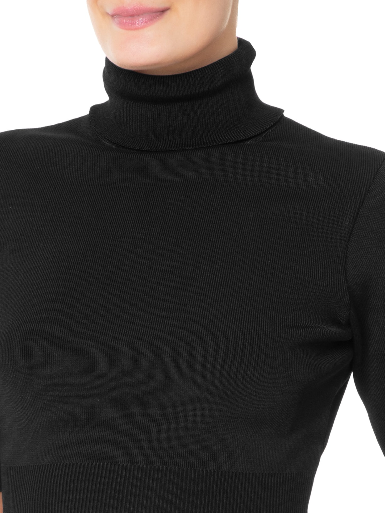 Top Gola Alta Cropped Tricot Preto Animale