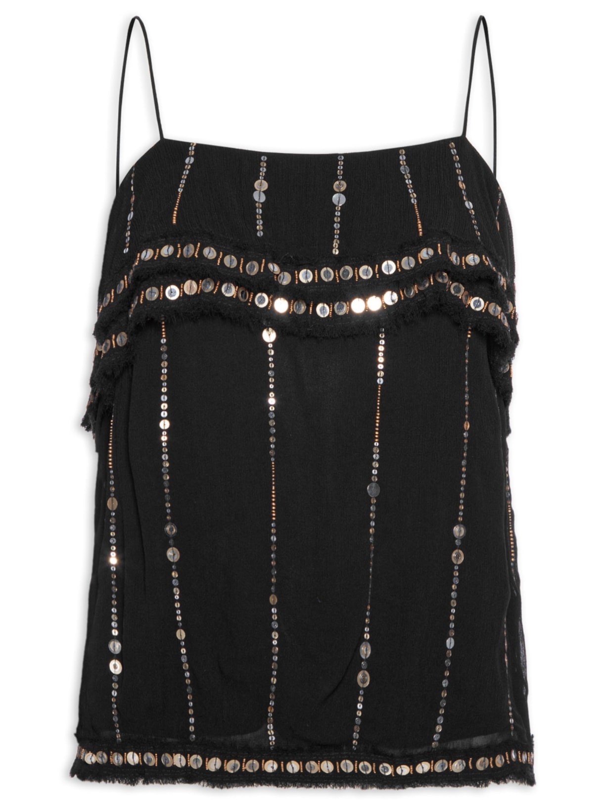 Top Gypsy Com Lantejoulas - Preto