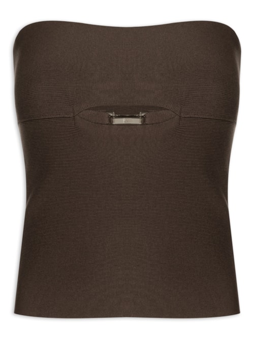 Top Ivete Tricot - Marrom