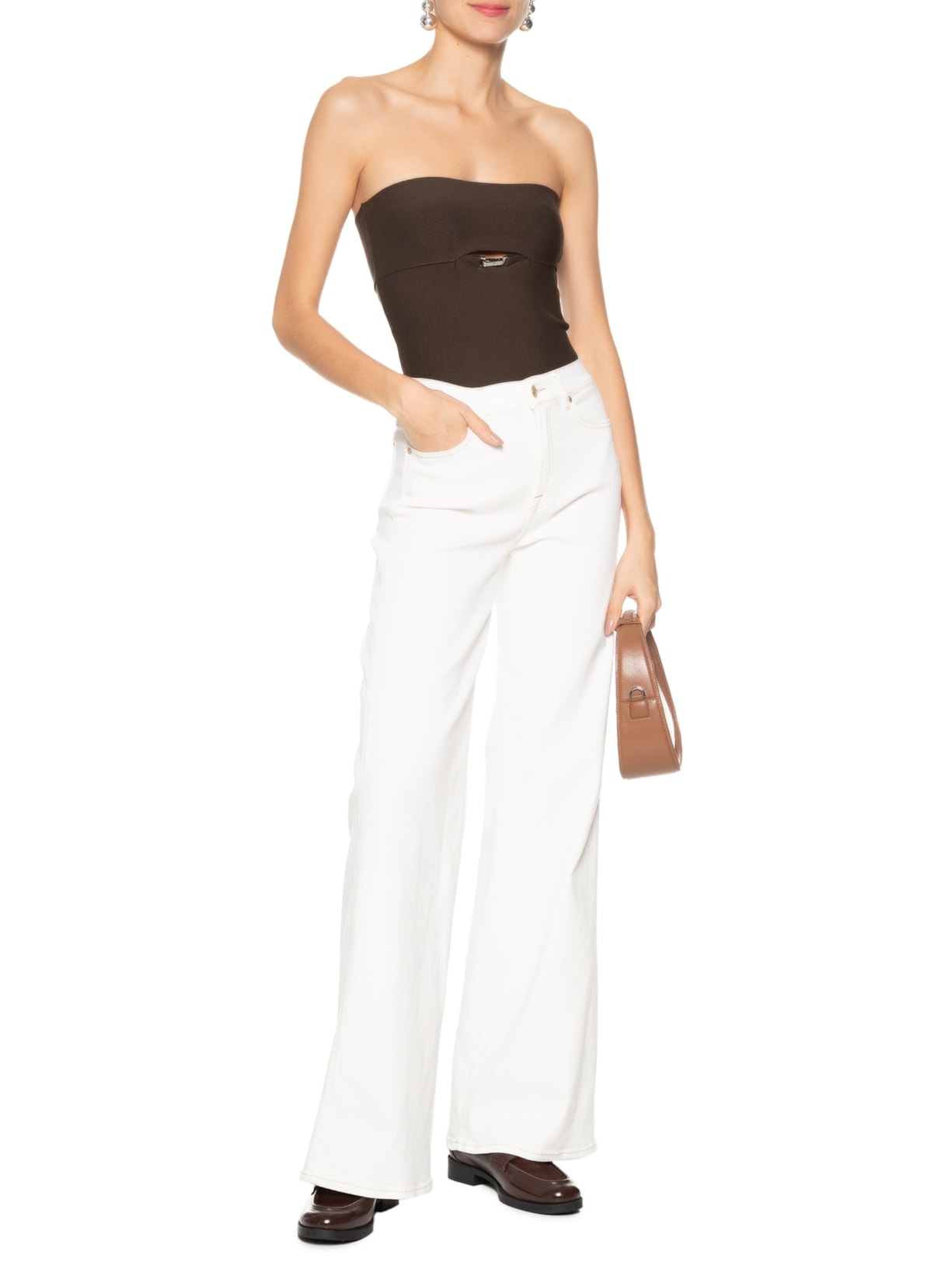 Top Ivete Tricot Marrom Misci