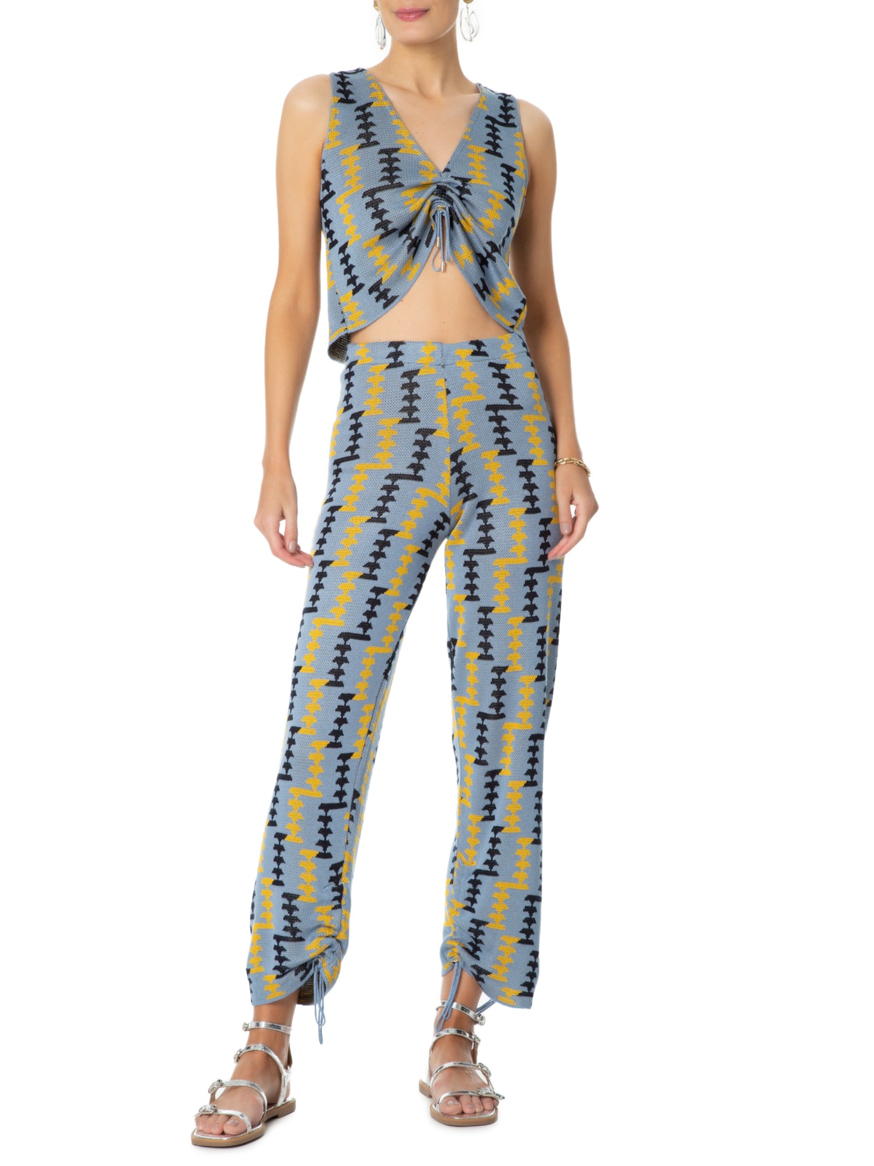 Top Jacquard Tricot Azul Lilly Sarti