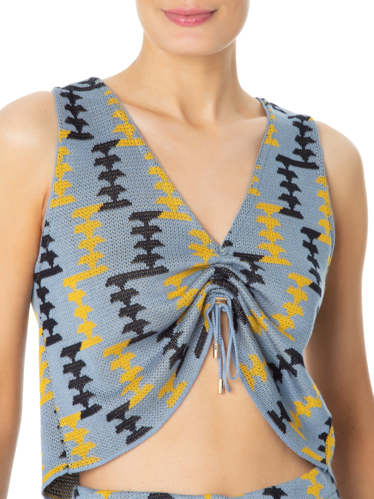 Top Jacquard Tricot Azul Lilly Sarti