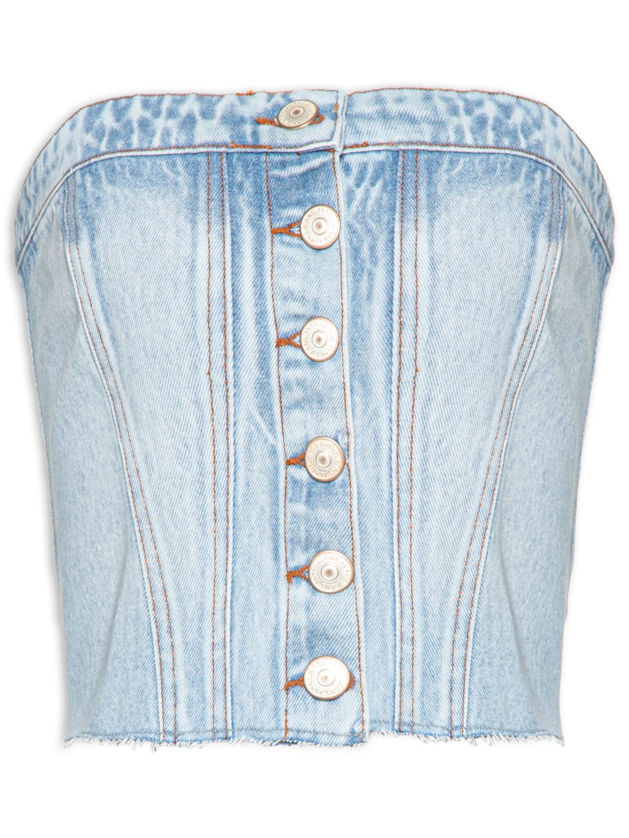 Top Jeans Botões Frente - Azul