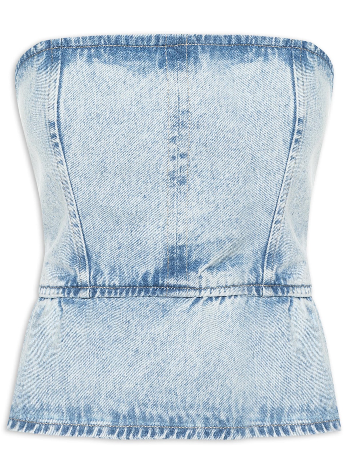 Top Jeans Com Zíper E Elástico - Azul