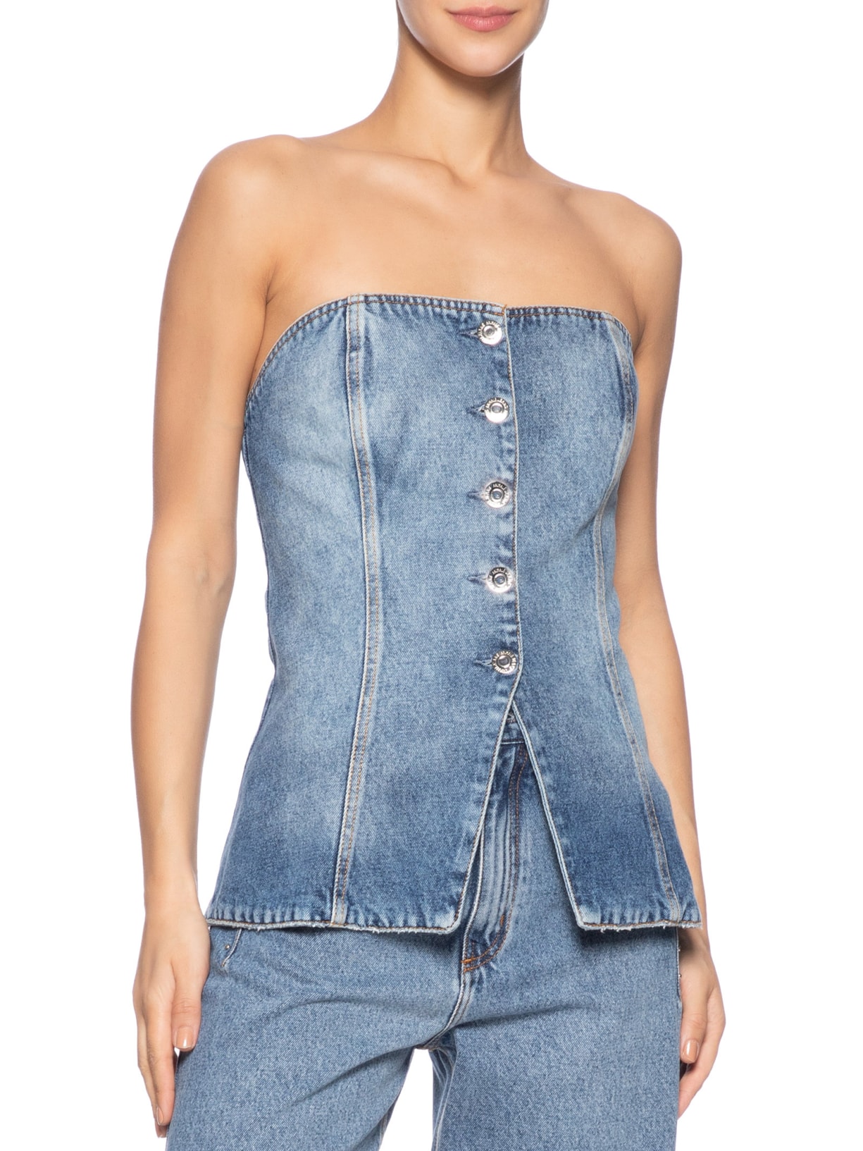 Top Jeans Decote Reto Stoned Azul Animale Jeans