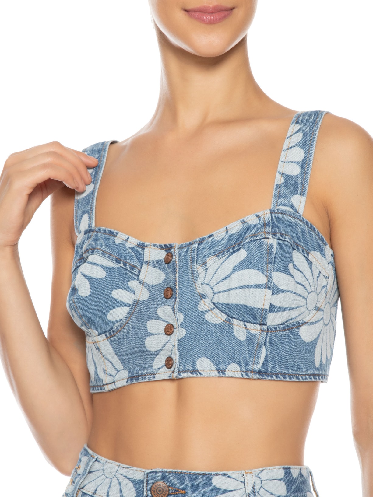 Top Jeans Feito Flor Dress To Azul - Main Image