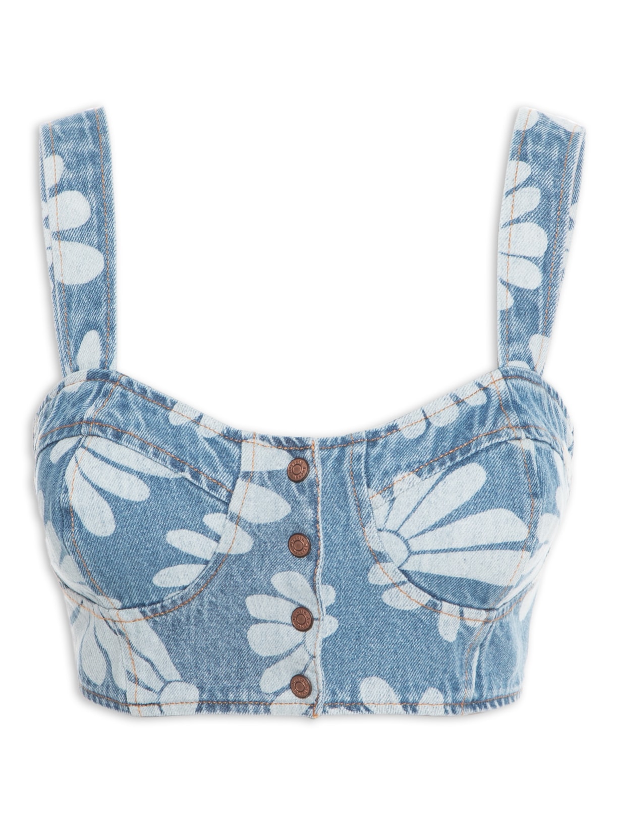 Top Jeans Feito Flor - Azul