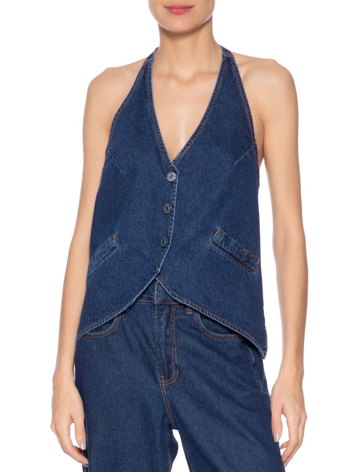 Top Jeans Frente Única Amarração Azul Animale Jeans