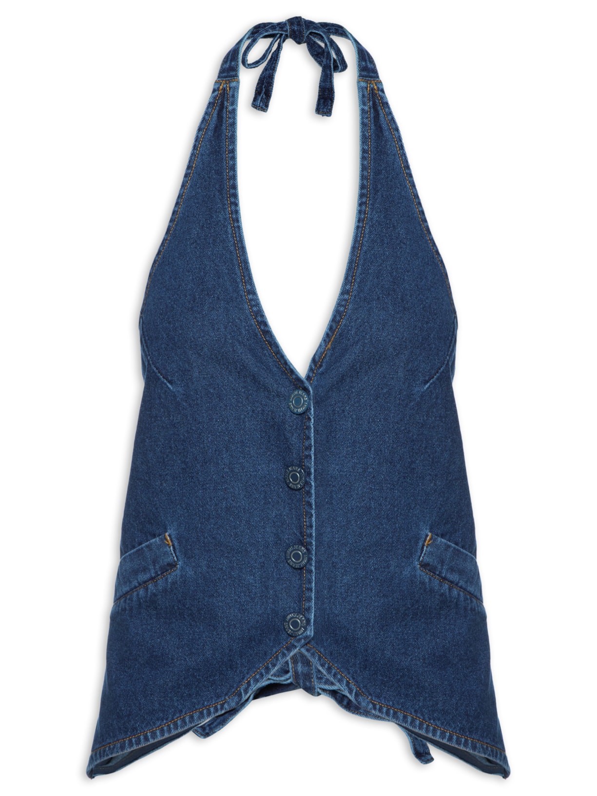 Top Jeans Frente Única Amarração - Azul