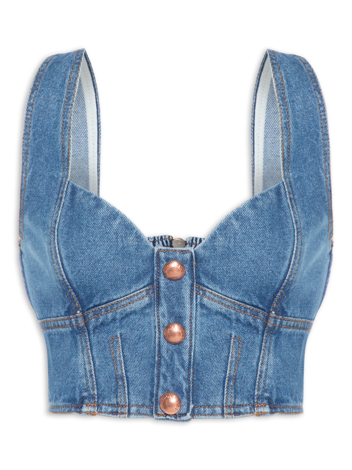 Top Jeans Recortes - Azul