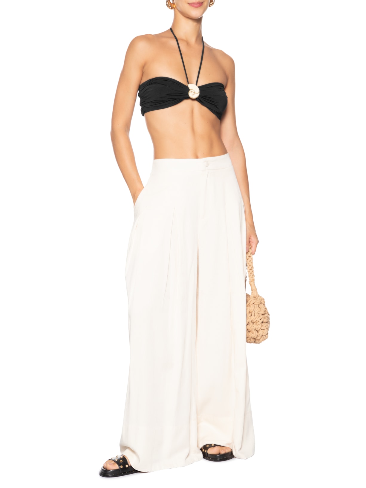 Top Jersey Fivela Concha Preto Dress To