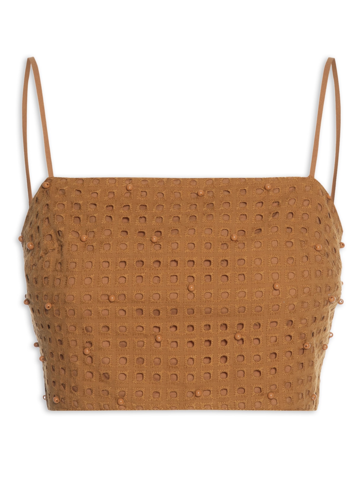 Top Laise Bordado - Marrom