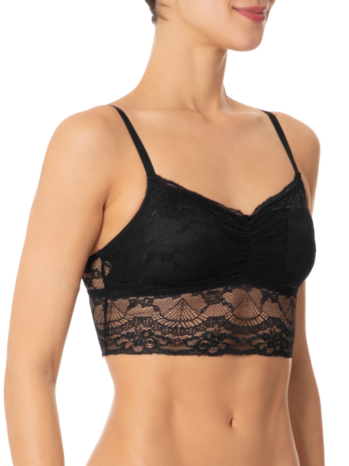 Top Leve Com Bojo Removível Renda Essencial Preto Valisere