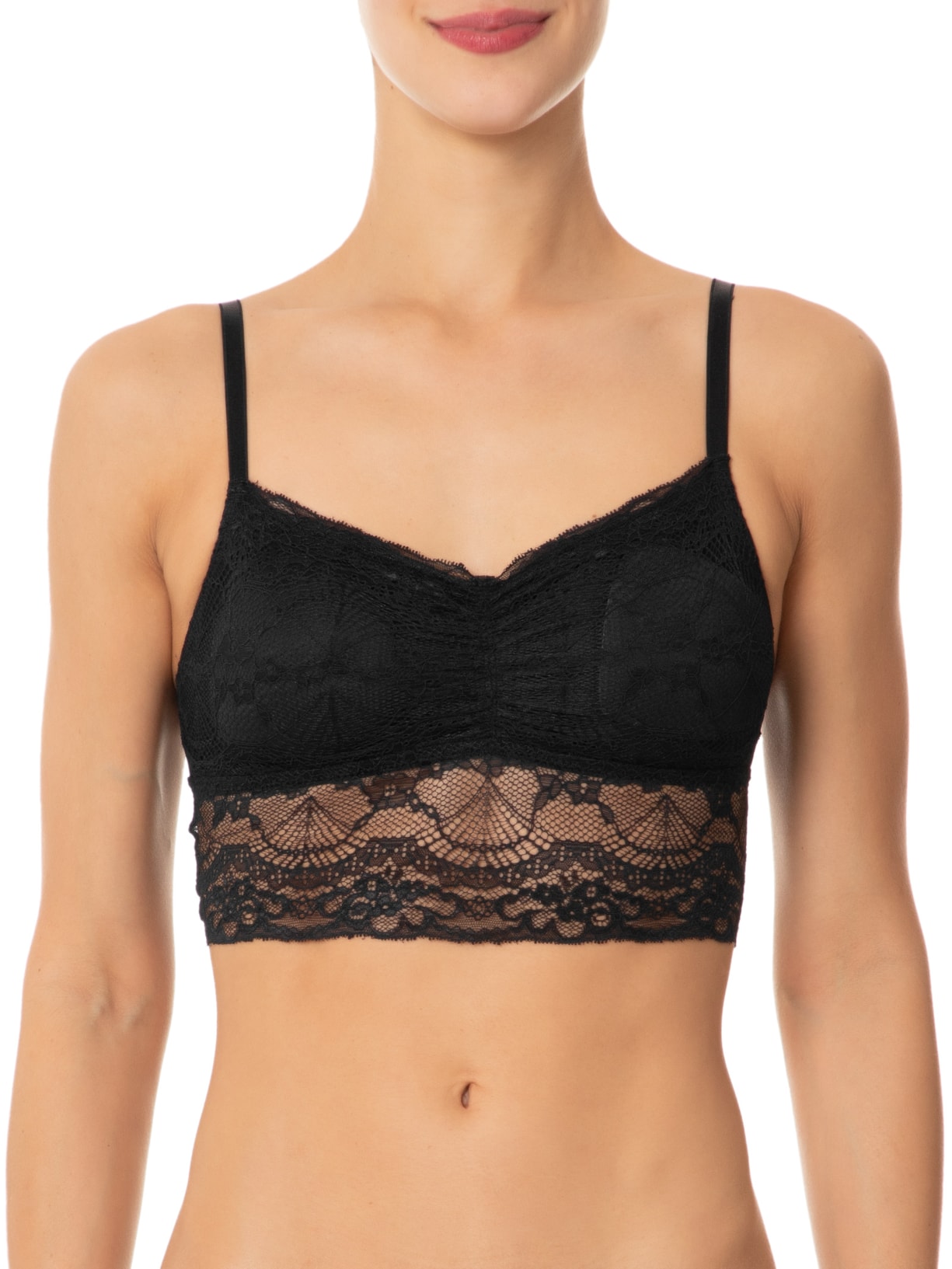 Top Leve Com Bojo Removível Renda Essencial Preto Valisere