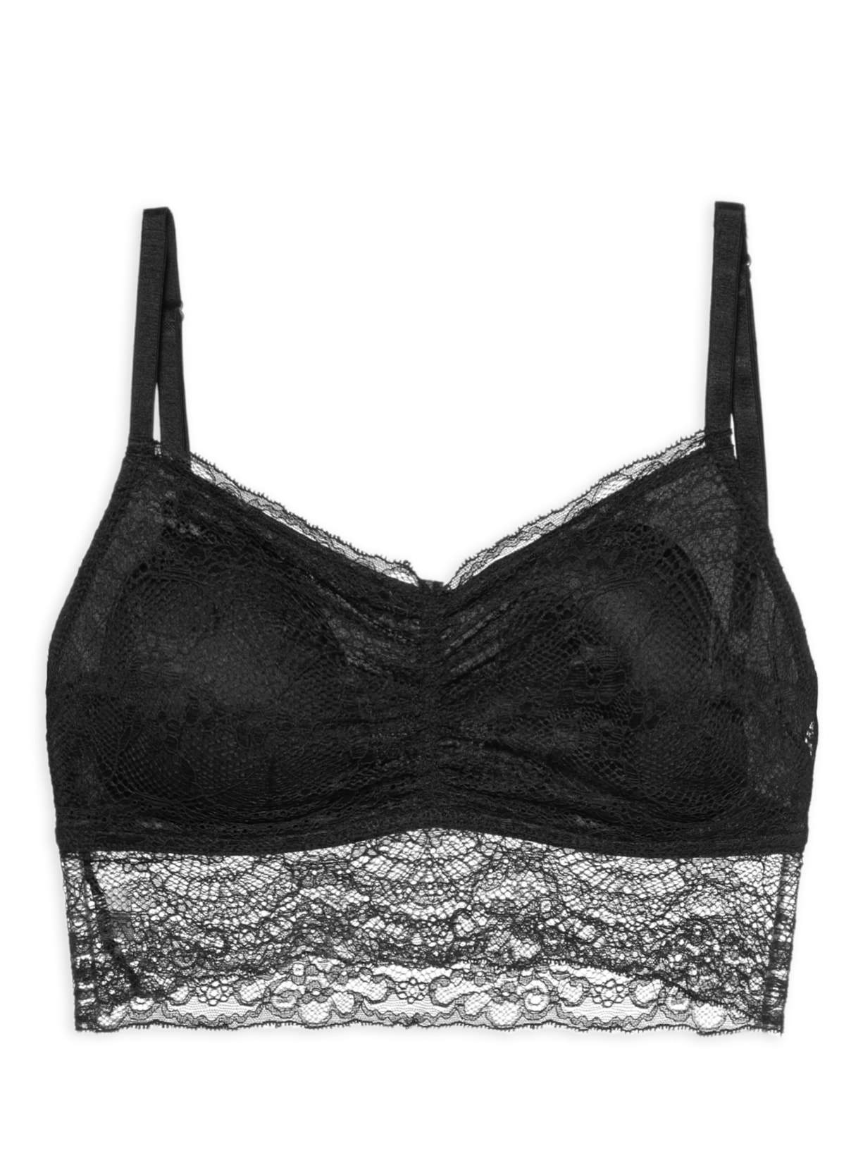 Top Leve Com Bojo Removível Renda Essencial Preto Valisere