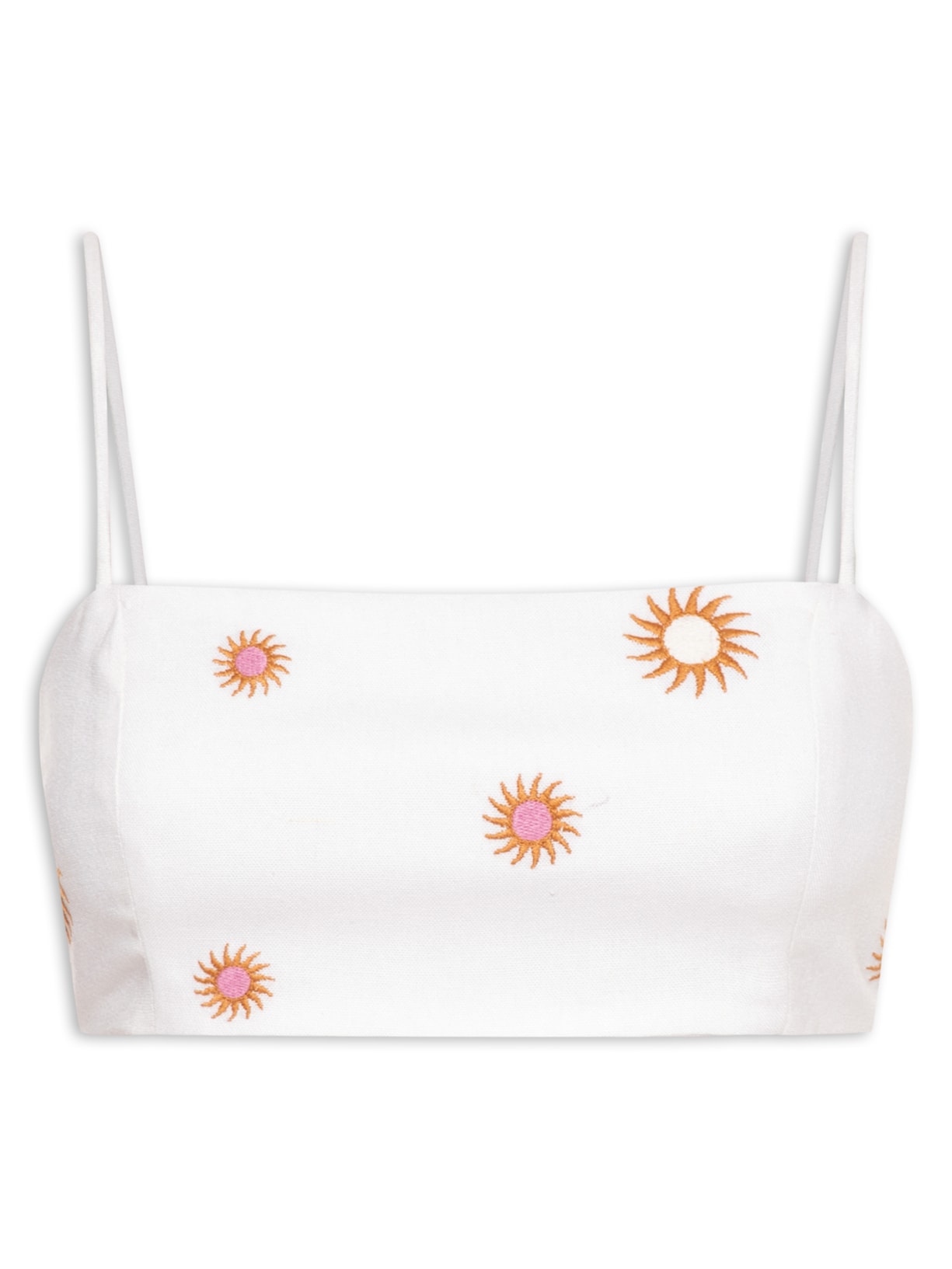 Top Linho Bordado Sol - Branco