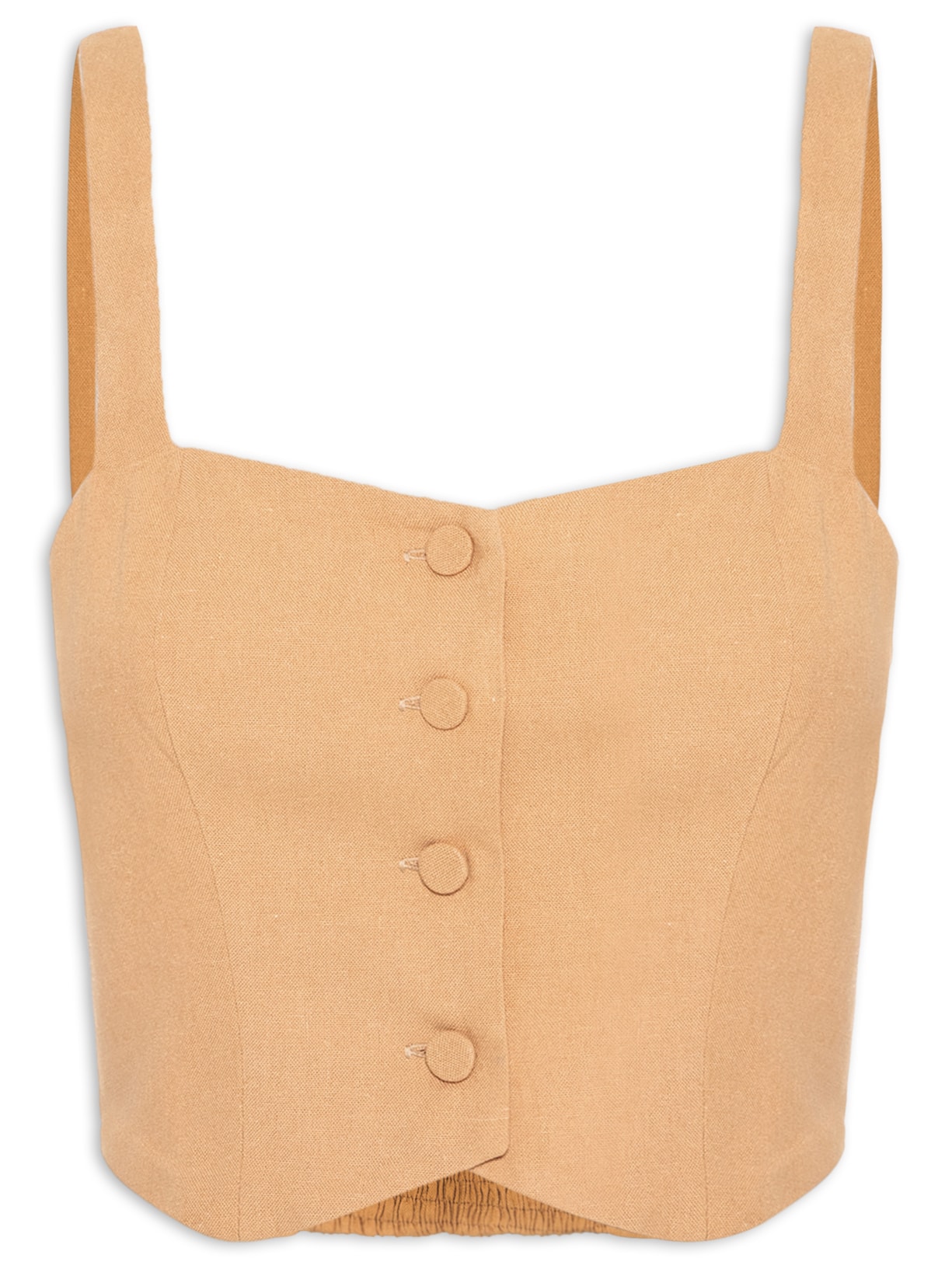 Top Linho Botões Frente - Bege