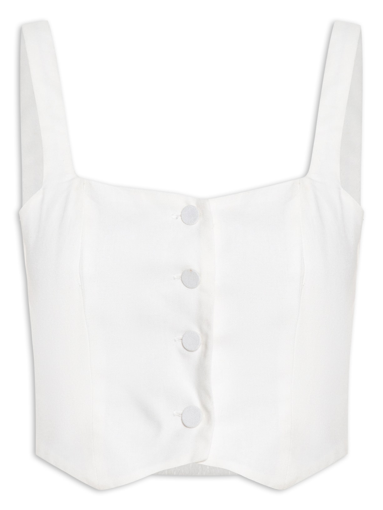 Top Linho Botões Frente Off White Dress To