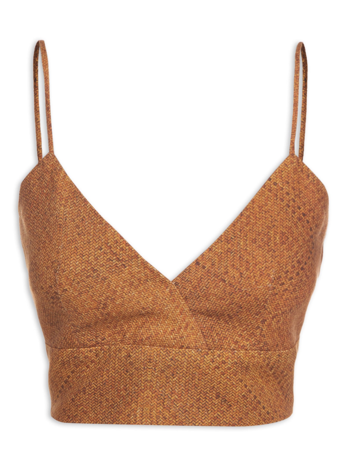 Top Linho Decote V - Marrom