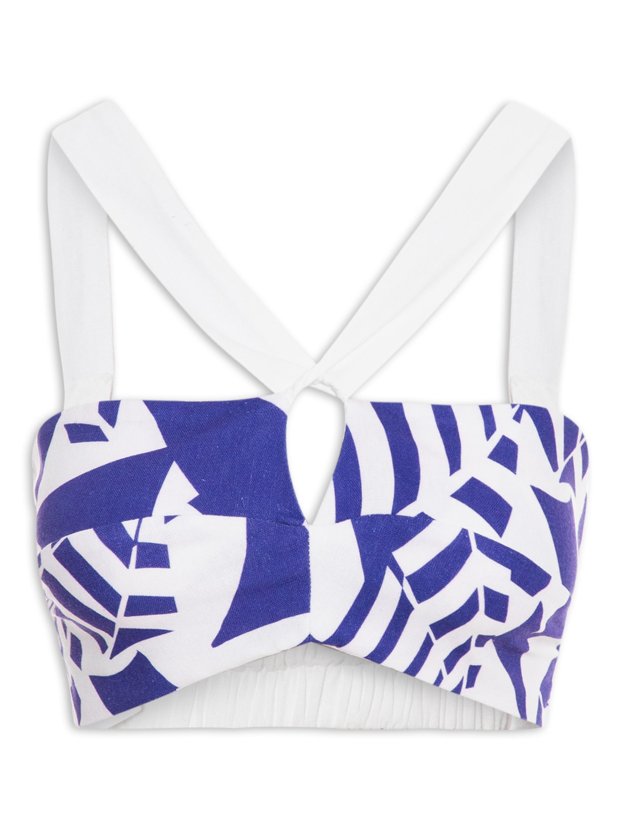 Top Linho Estampa Ombrelone - Azul