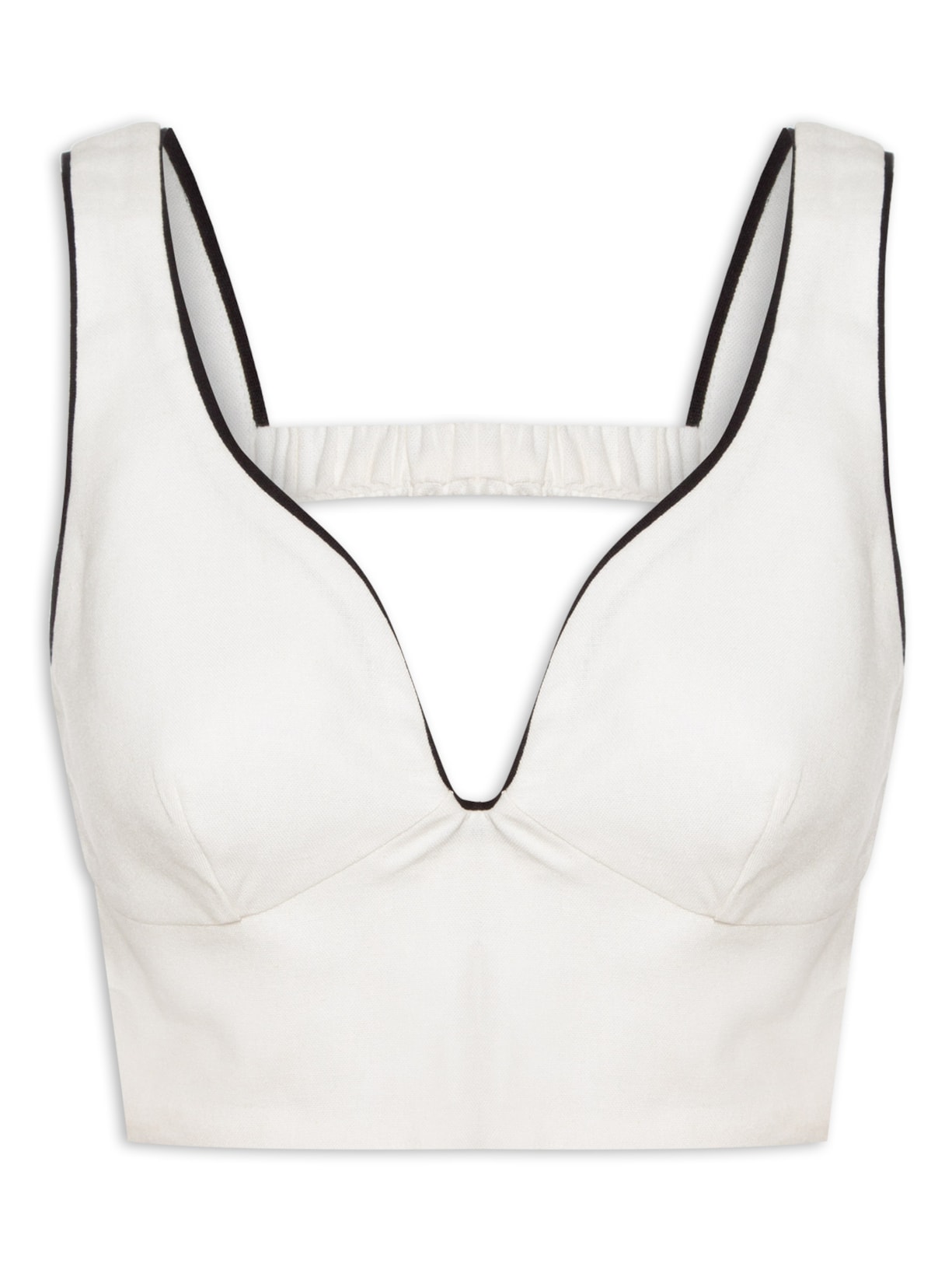 Top Linho Estampa Praia - Branco