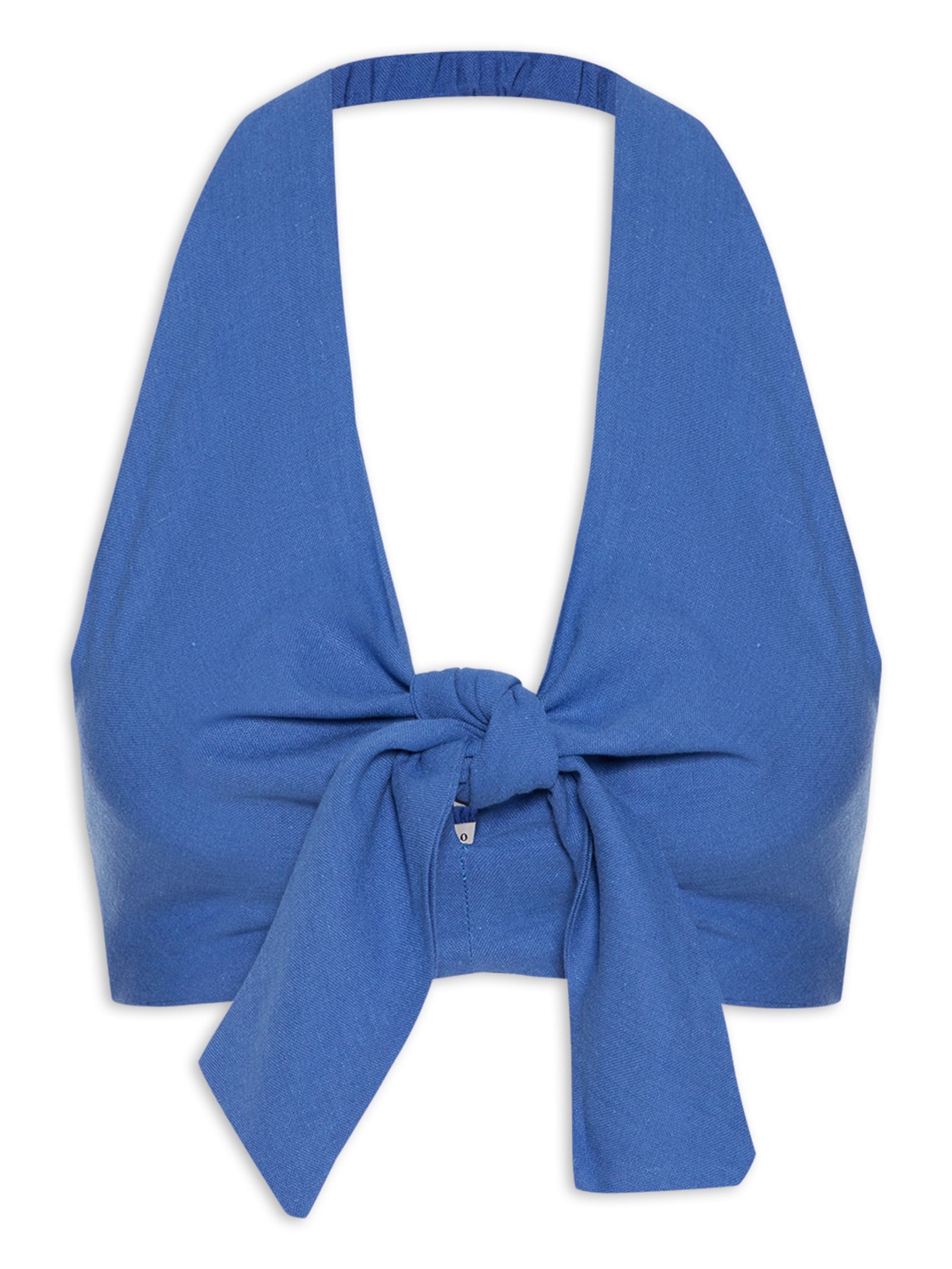 Top Linho Nó Frente - Azul