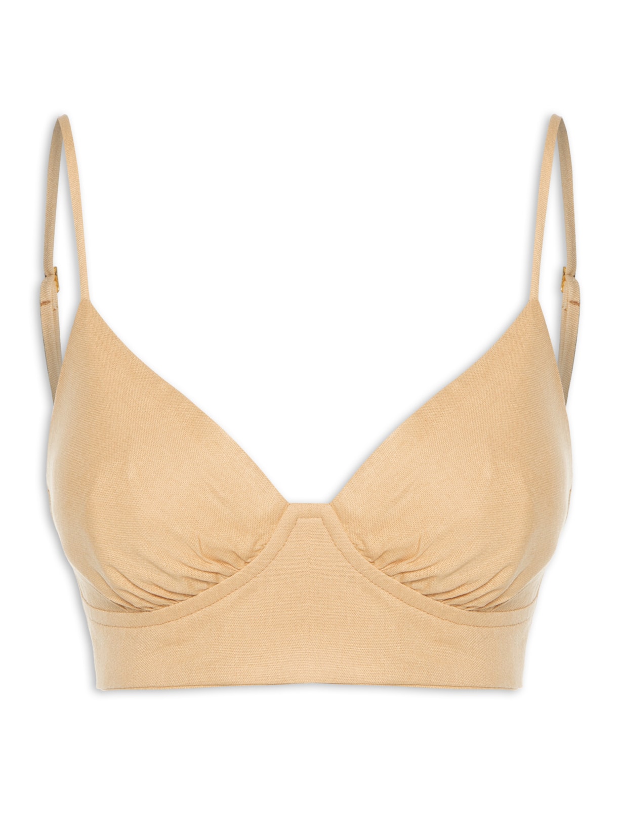 Top Linho Recorte Busto - Bege