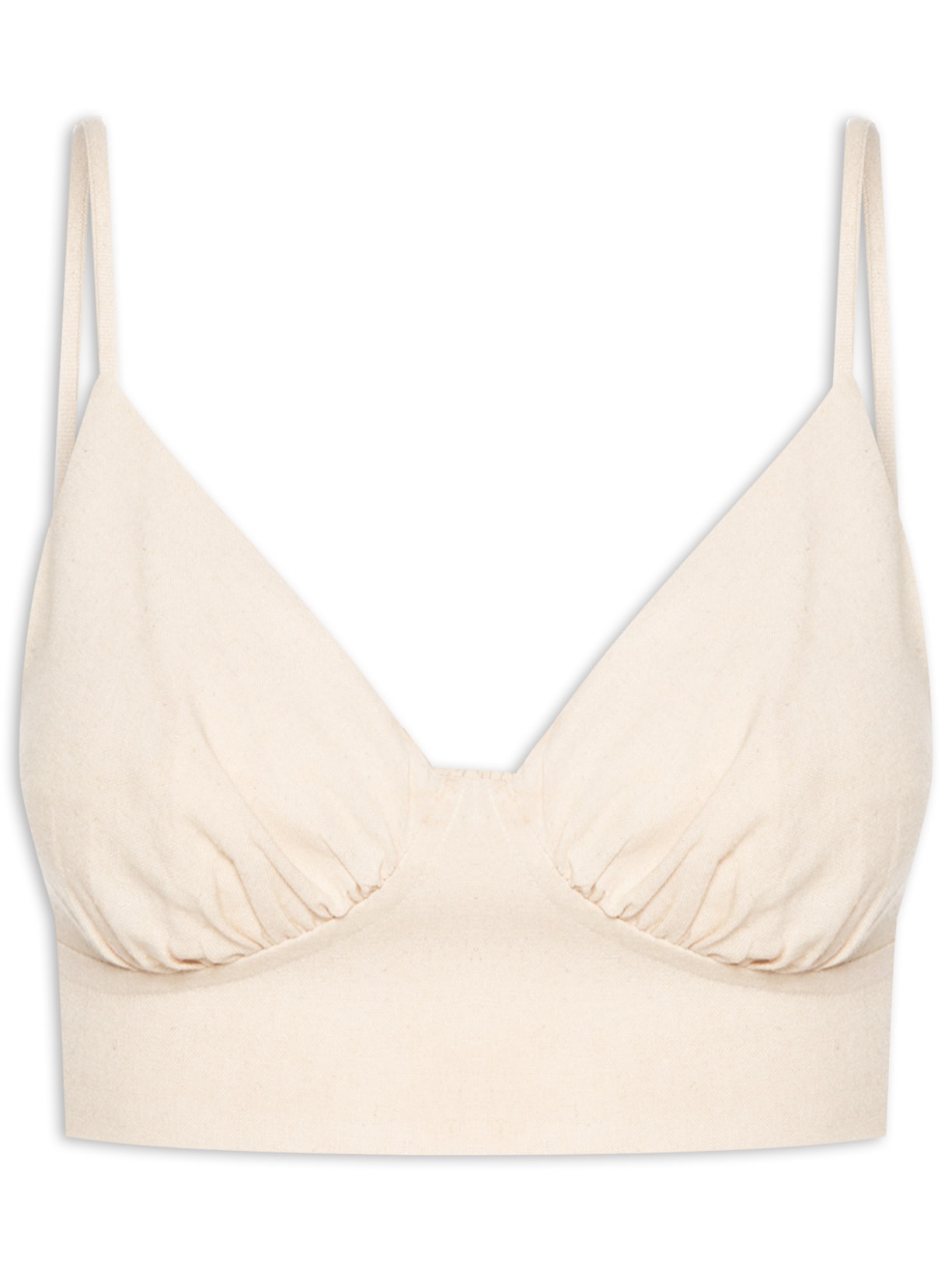 Top Linho Recorte Busto - Bege