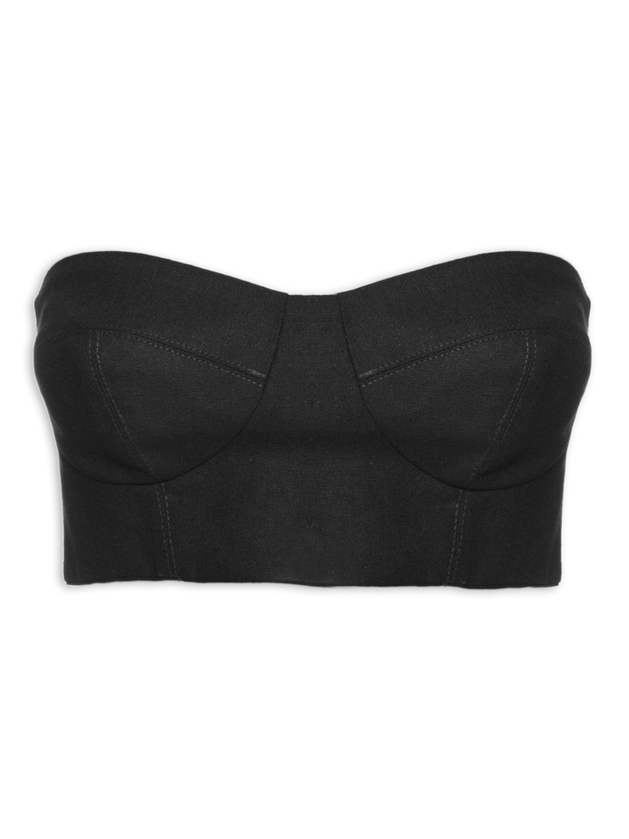 Top Linho Recorte Busto - Preto