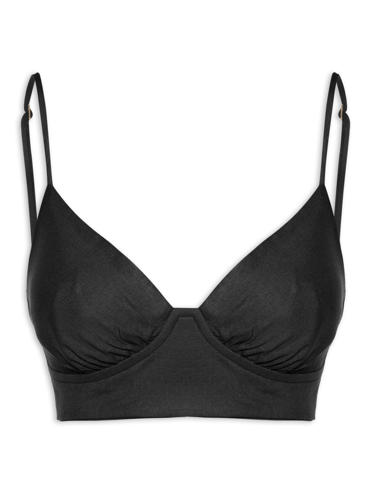 Top Linho Recorte Busto - Preto