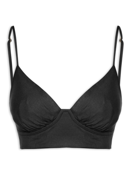 Top Linho Recorte Busto - Preto