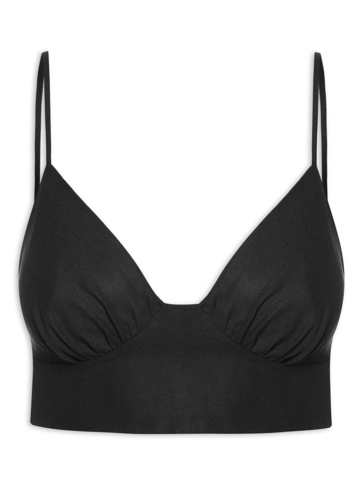 Top Linho Recorte Busto - Preto