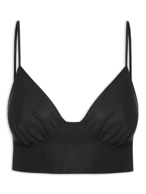 Top Linho Recorte Busto - Preto