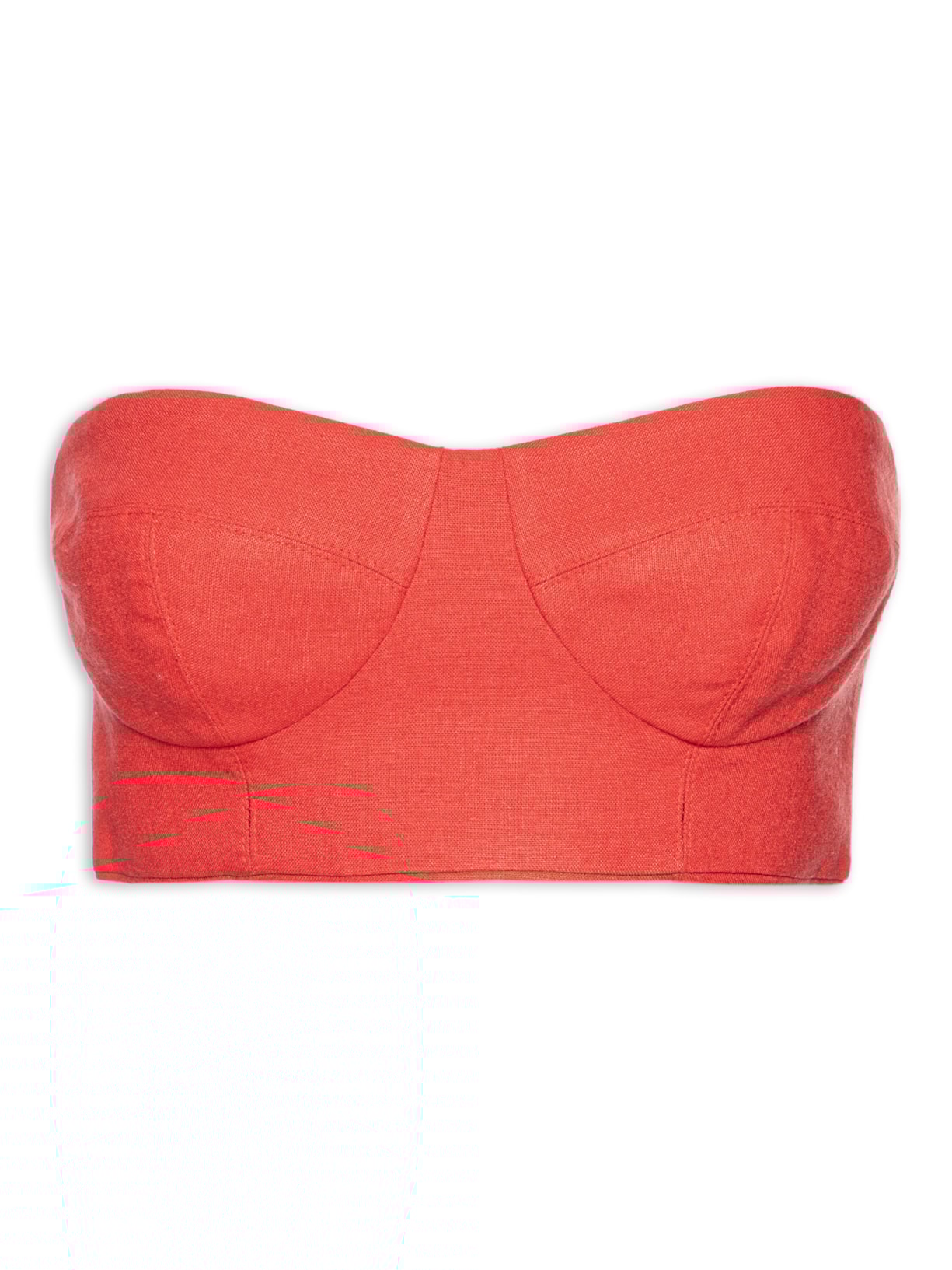 Top Linho Recorte Busto - Vermelho