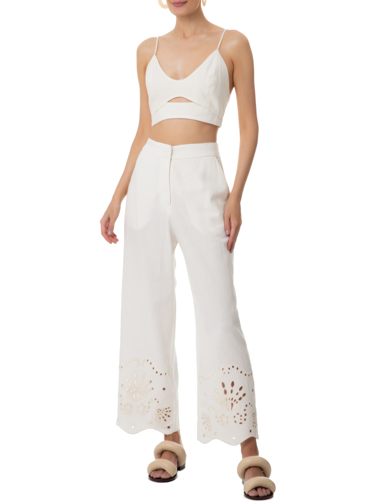 Top Linho Recorte Frente Branco Dress To