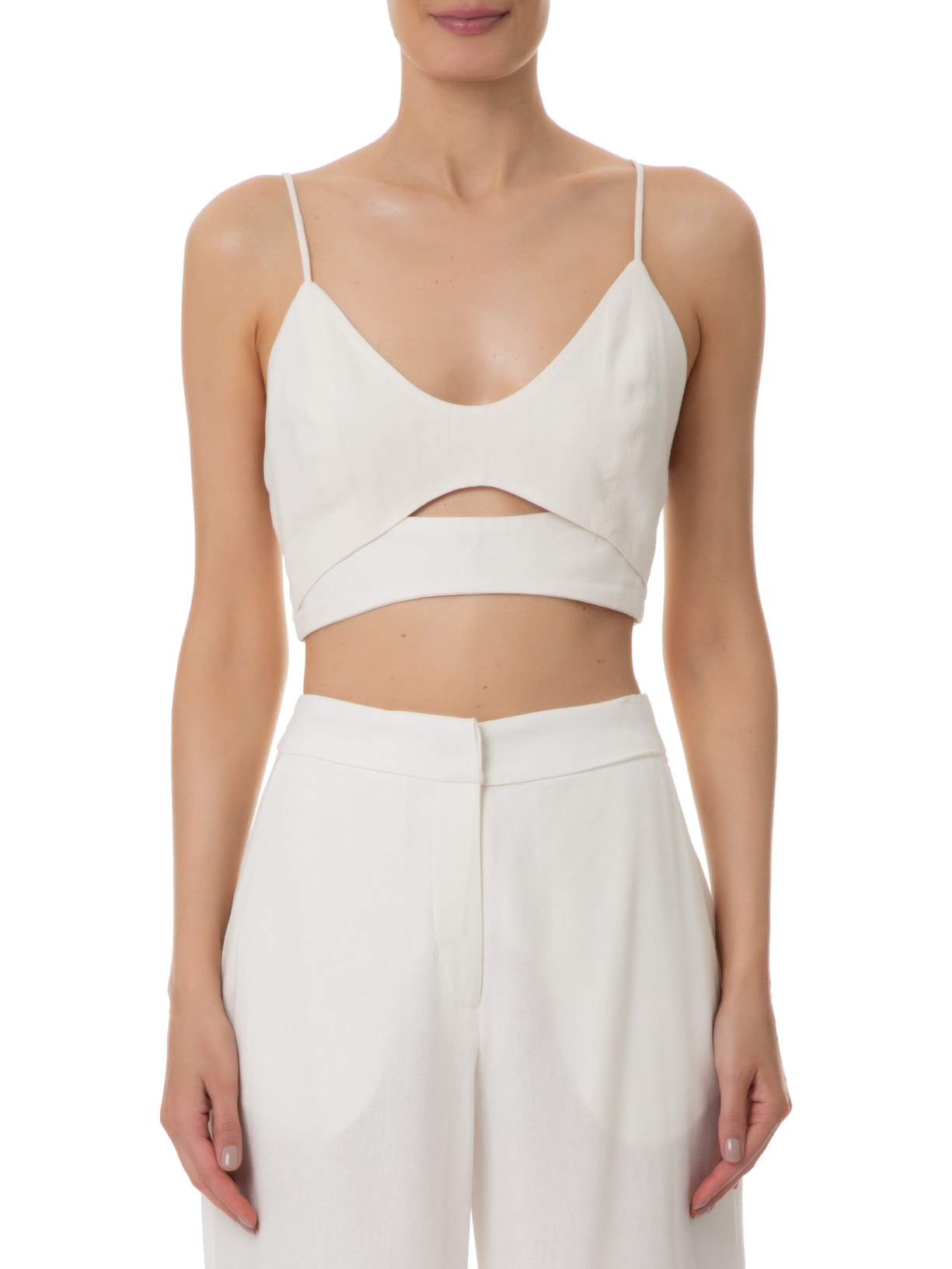 Top Linho Recorte Frente Branco Dress To