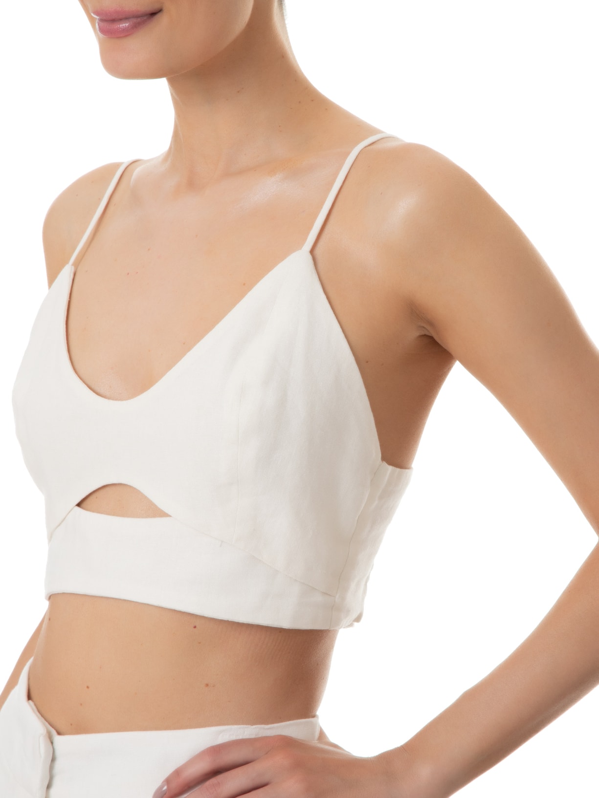 Top Linho Recorte Frente Branco Dress To