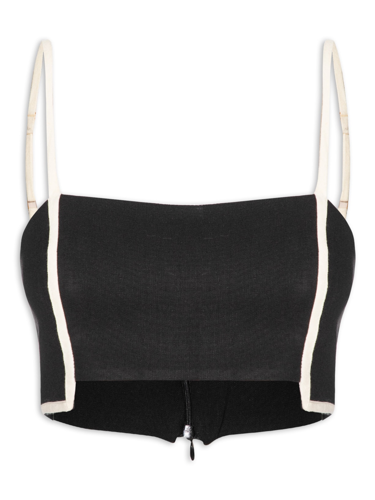 Top Linho Recortes Vivos - Preto